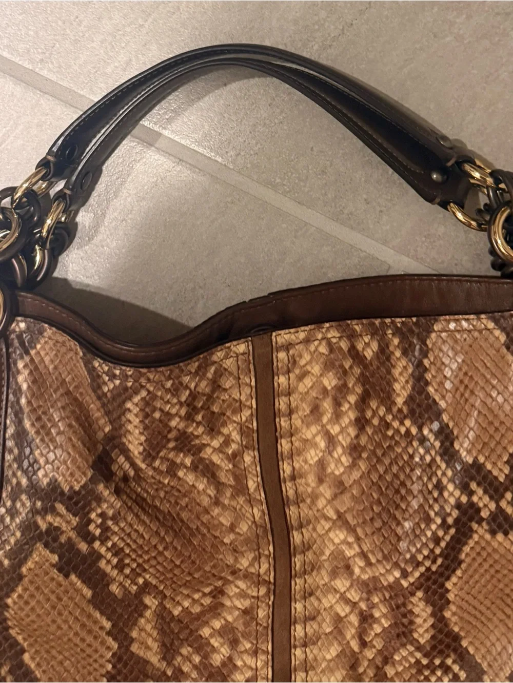 Coach Brown Python-Print Shoulder Bag - Picture 3 of 6
